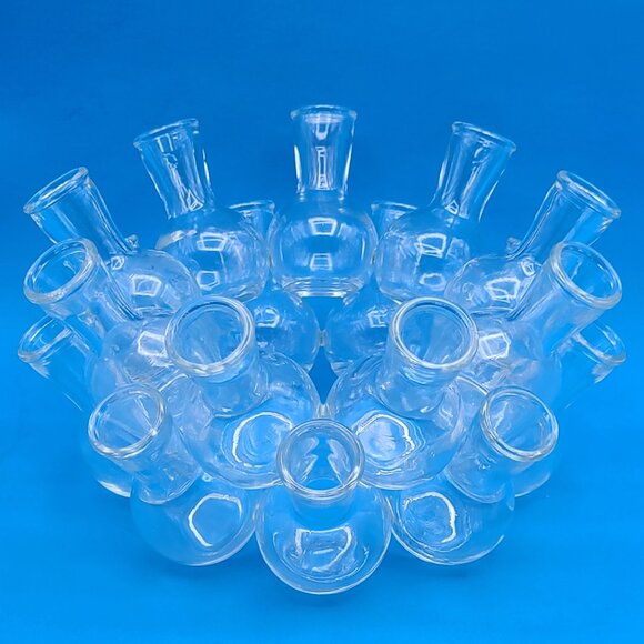 Vintage Clear Glass Cluster Bud Vase 18 Chamber Plant Propagation Station Ring - Picture 1 of 7